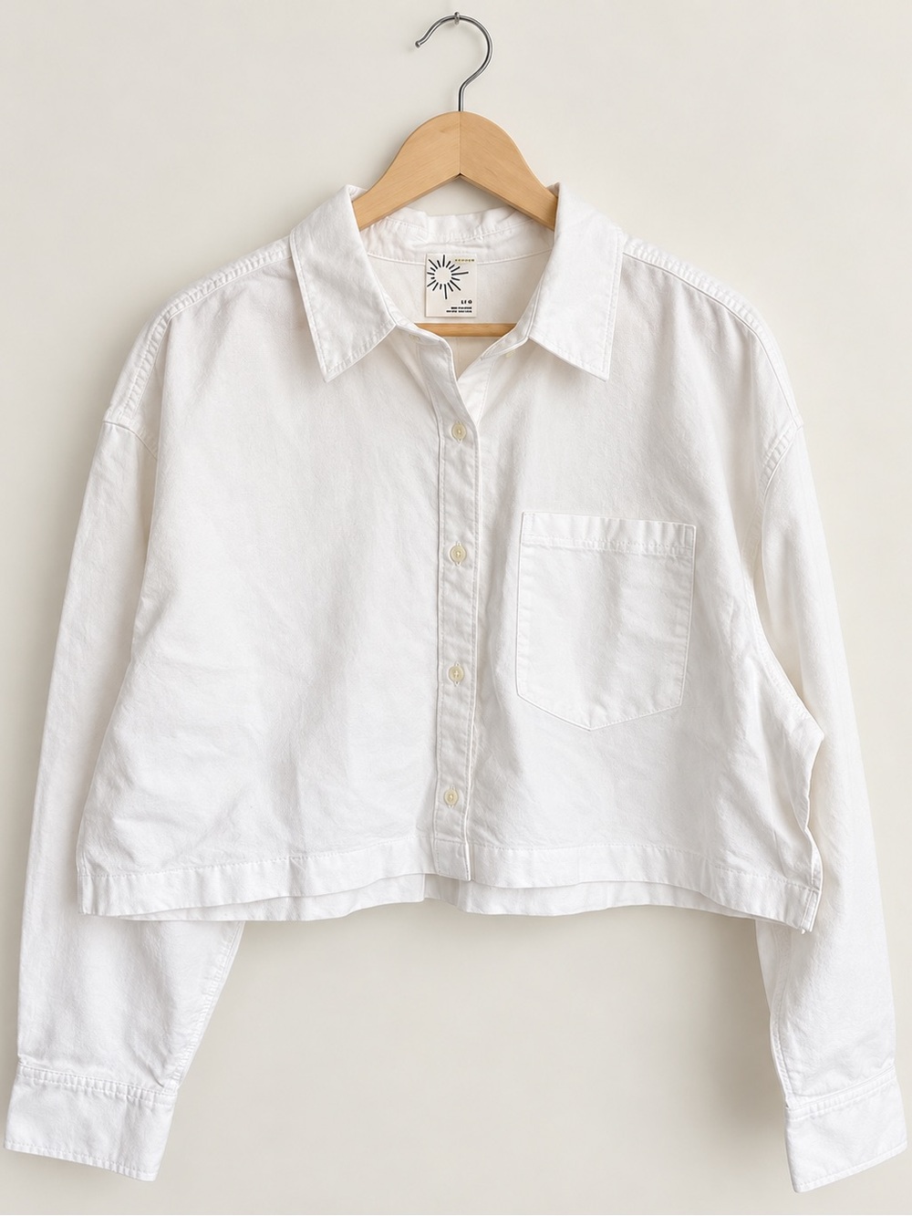 Offline by Aerie White Cropped Oversized Button-Up – M